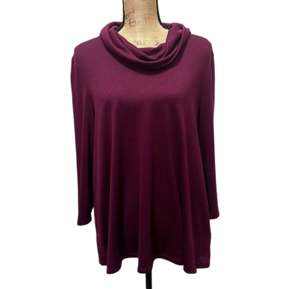 ModCloth Simplicity Top Burgundy Cowl Neck Long Sleeve Witchy Moody Plus Size 2X